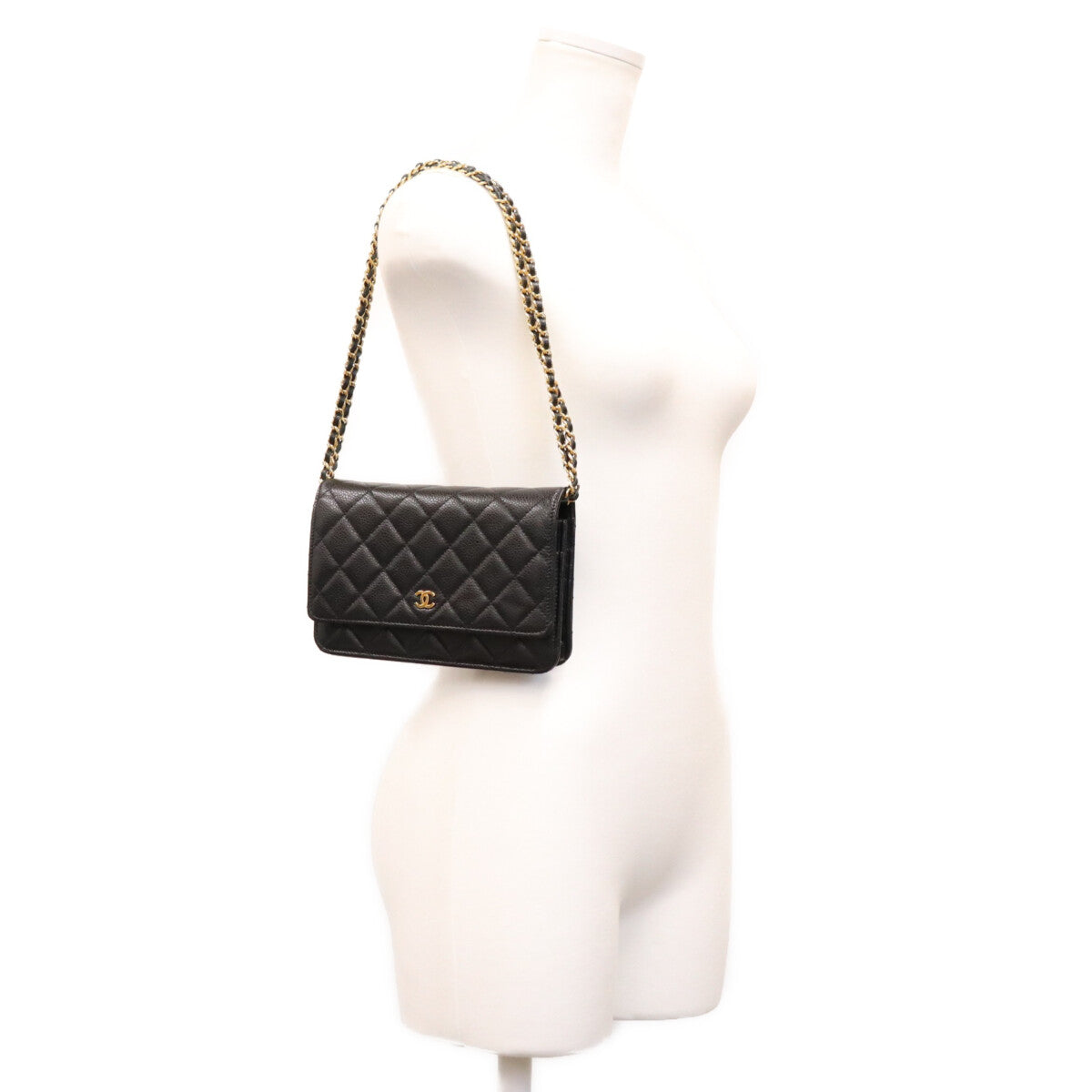 CHANEL シャネル AP0250 黒 タムレスクラシック キャビア G金具 チェーンウォレット ショルダーバッグ
