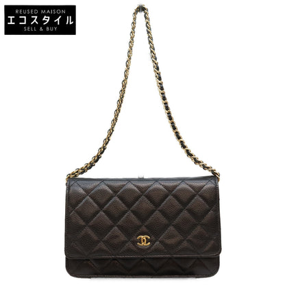 CHANEL シャネル AP0250 黒 タムレスクラシック キャビア G金具 チェーンウォレット ショルダーバッグ