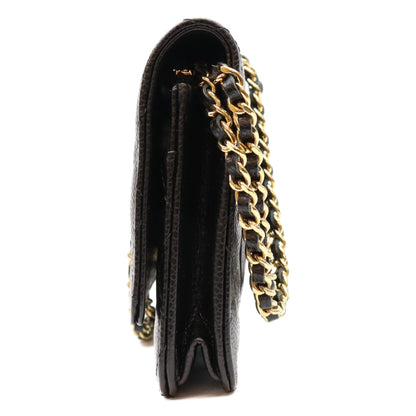 CHANEL シャネル AP0250 黒 タムレスクラシック キャビア G金具 チェーンウォレット ショルダーバッグ