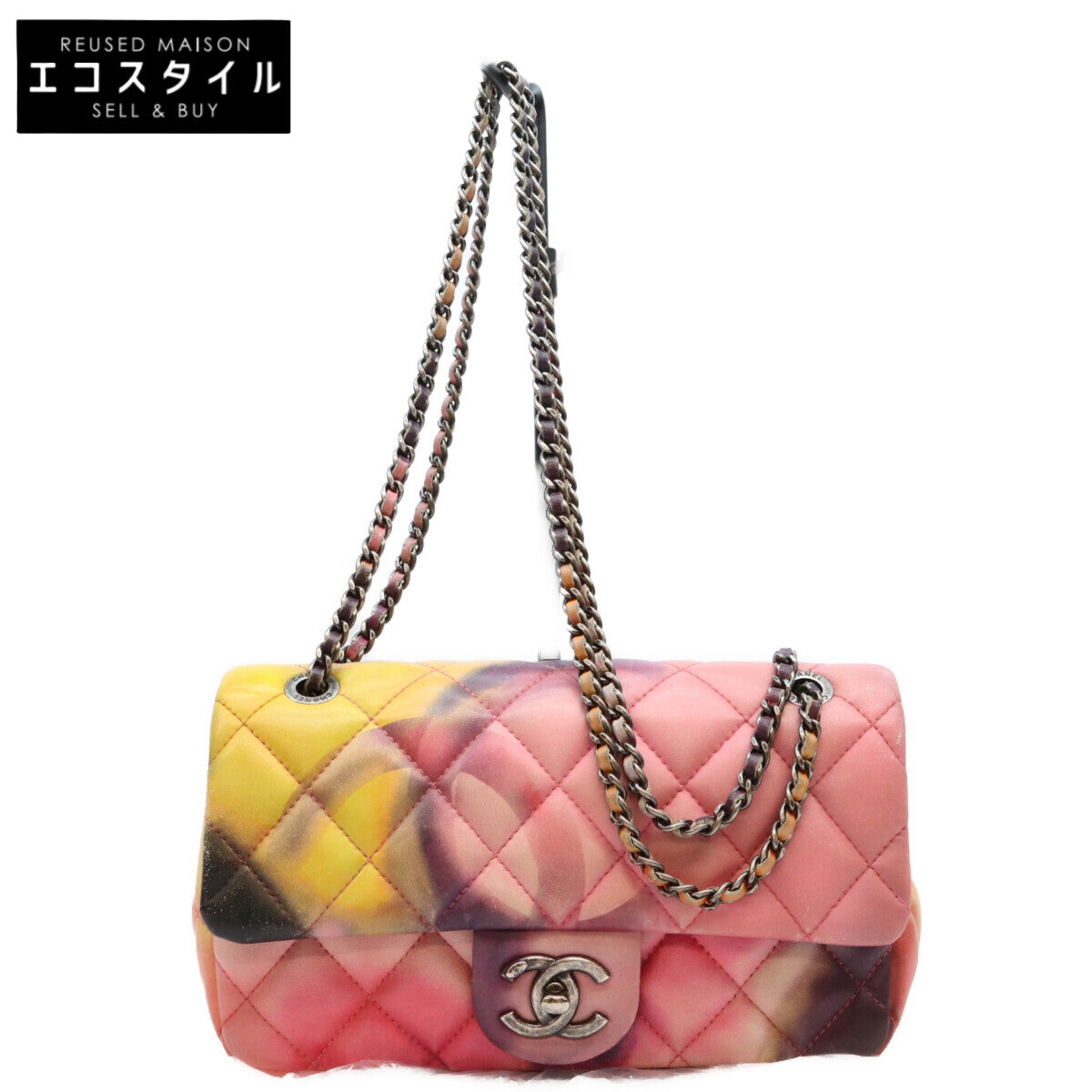 CHANEL シャネル 21番 マルチカラー ラム RSV金具 Sフラップ フラワーパワー マトラッセ 23 ショルダーバッグ ショルダーバッグ