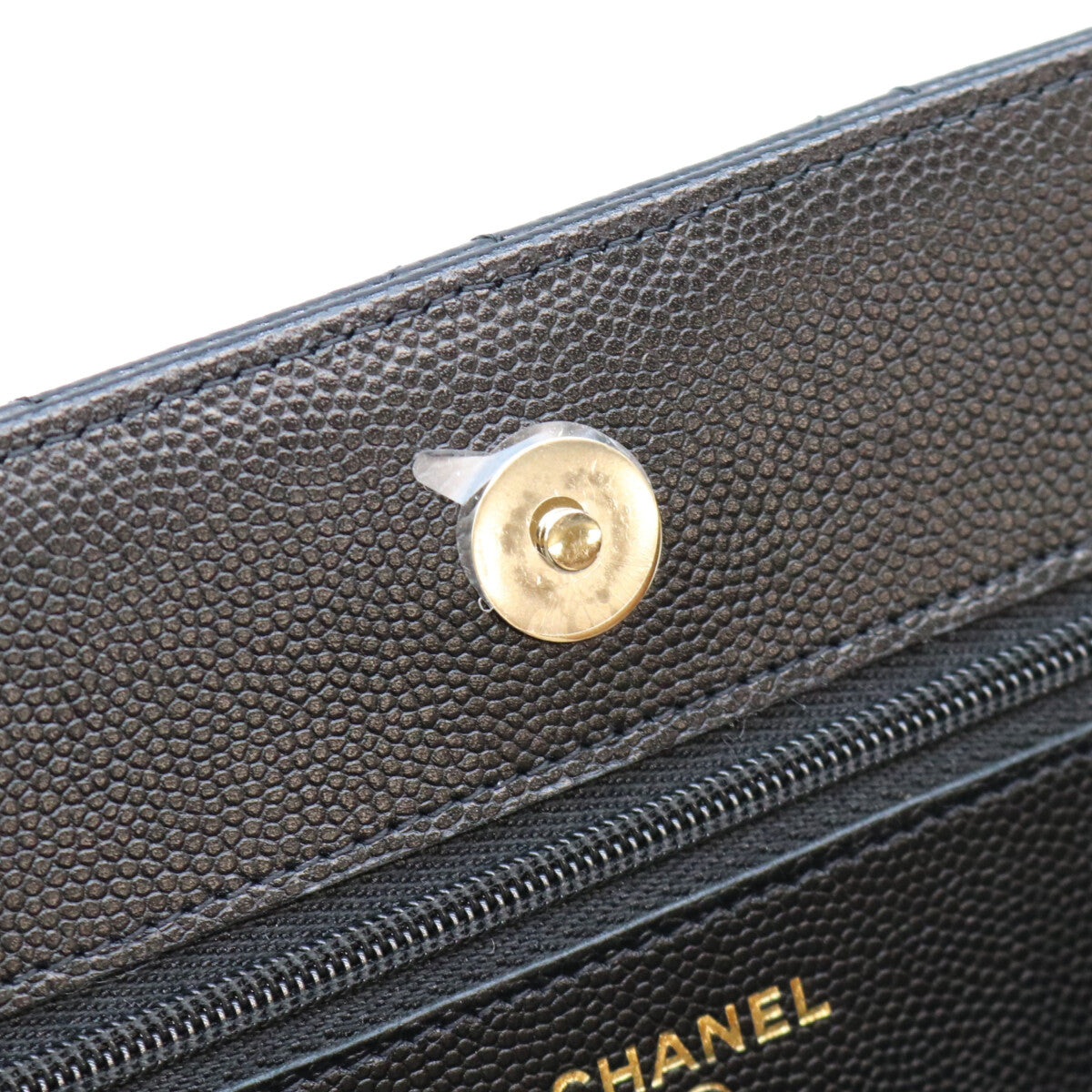 CHANEL シャネル 黒 タムレスクラシック キャビア G金具 ハーフラインストーン チェーンウォレット ショルダーバッグ