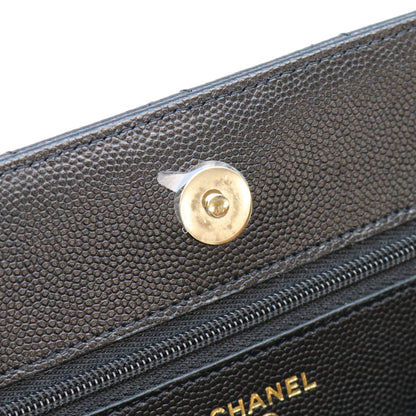 CHANEL シャネル 黒 タムレスクラシック キャビア G金具 ハーフラインストーン チェーンウォレット ショルダーバッグ
