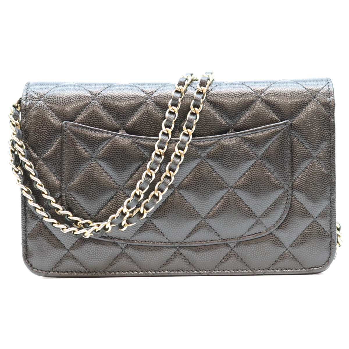 CHANEL シャネル 黒 タムレスクラシック キャビア G金具 ハーフラインストーン チェーンウォレット ショルダーバッグ