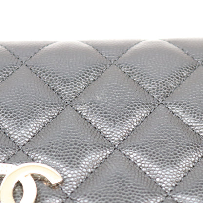 CHANEL シャネル 黒 タムレスクラシック キャビア G金具 ハーフラインストーン チェーンウォレット ショルダーバッグ