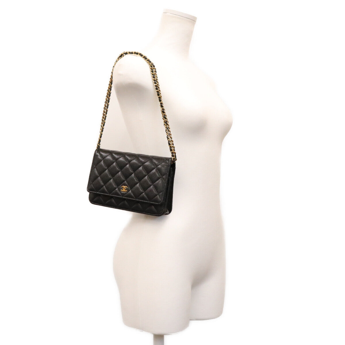 CHANEL シャネル AP0250 黒 タムレスクラシック キャビア G金具 チェーンウォレット ショルダーバッグ