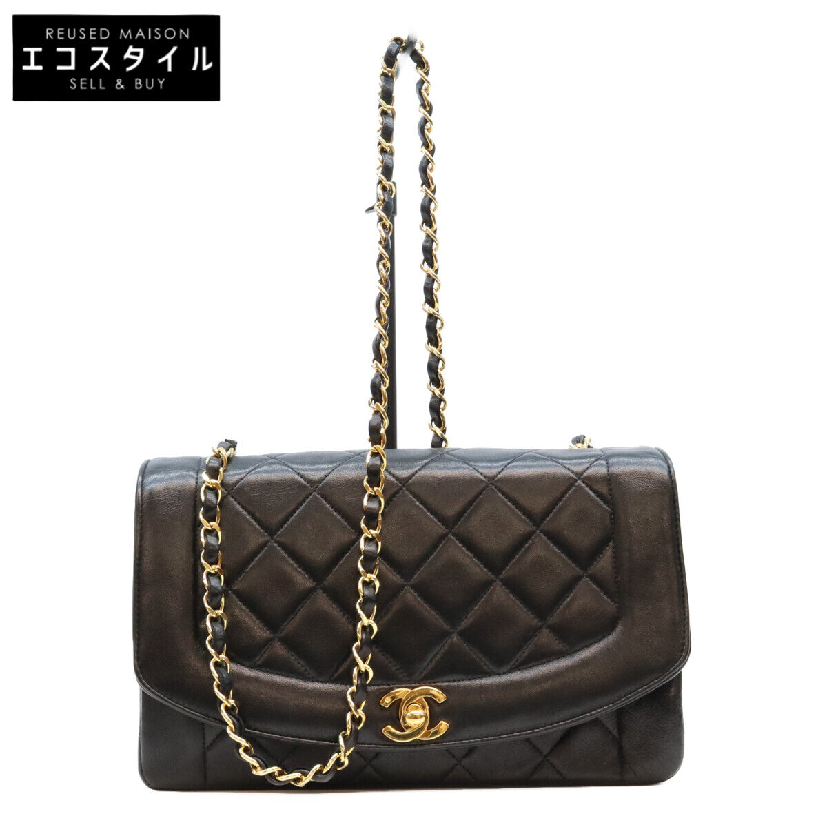 CHANEL シャネル 1番 A01165 黒 ラム ゴールド金具 ダイアナ25 ショルダーバッグ ショルダーバッグ