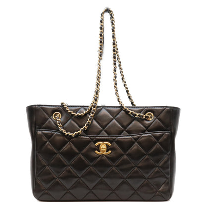CHANEL シャネル AS5215 黒 ラム G金具 ミニチェーントートバッグ トートバッグ