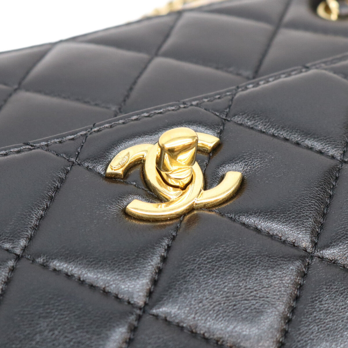 CHANEL シャネル AS5215 黒 ラム G金具 ミニチェーントートバッグ トートバッグ