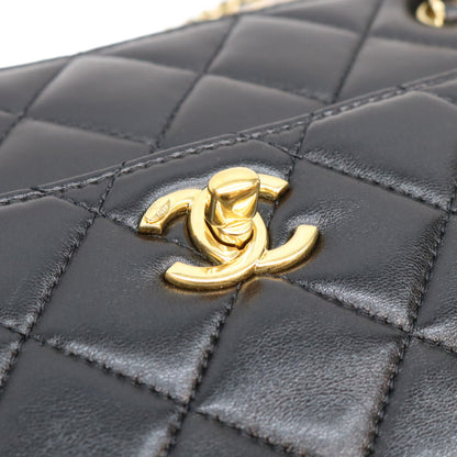 CHANEL シャネル AS5215 黒 ラム G金具 ミニチェーントートバッグ トートバッグ