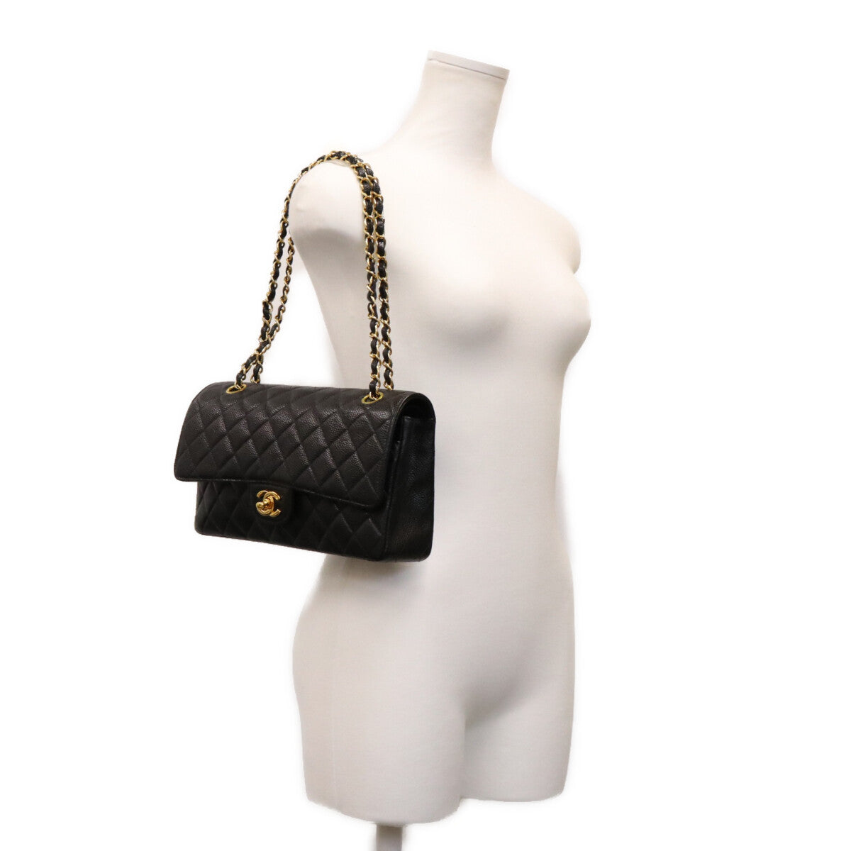 CHANEL シャネル 6番 A01112 黒 キャビア GP金具 内黒 マトラッセ25 ショルダーバッグ ショルダーバッグ