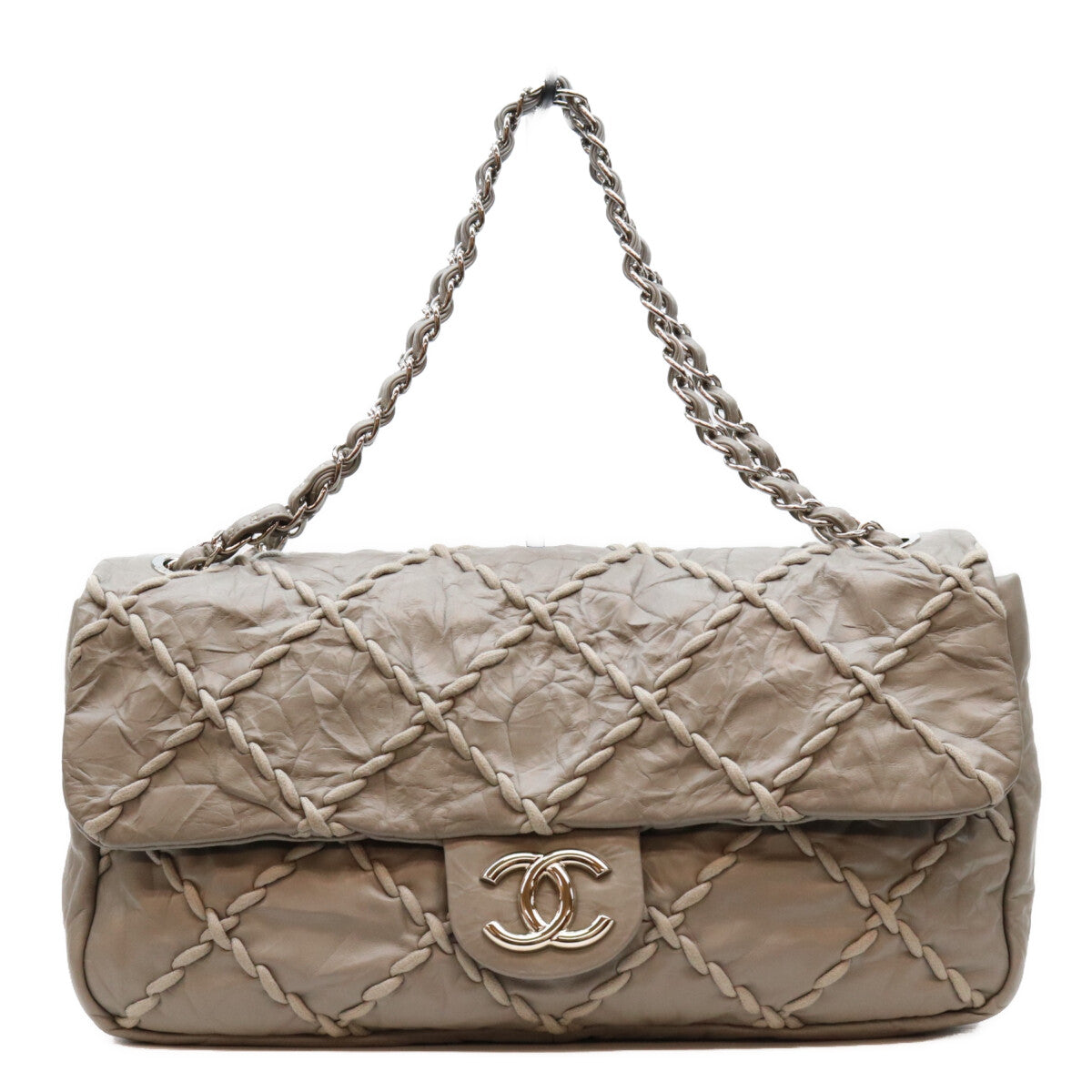 CHANEL シャネル 13番 A48492 グレー SV金具 ウルトラステッチ レザー チェーンショルダーバッグ ショルダーバッグ