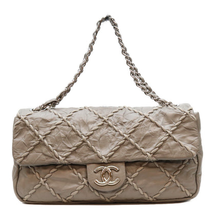 CHANEL シャネル 13番 A48492 グレー SV金具 ウルトラステッチ レザー チェーンショルダーバッグ ショルダーバッグ