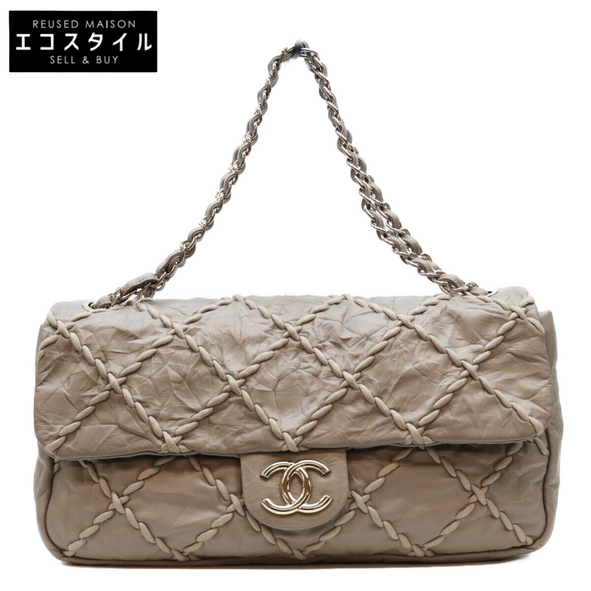 CHANEL シャネル 13番 A48492 グレー SV金具 ウルトラステッチ レザー チェーンショルダーバッグ ショルダーバッグ