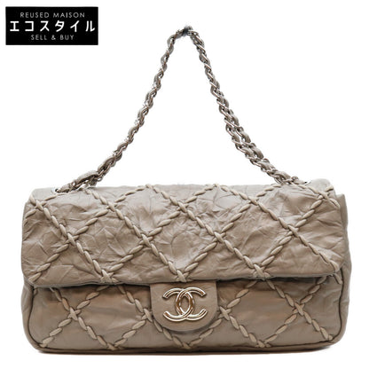 CHANEL シャネル 13番 A48492 グレー SV金具 ウルトラステッチ レザー チェーンショルダーバッグ ショルダーバッグ
