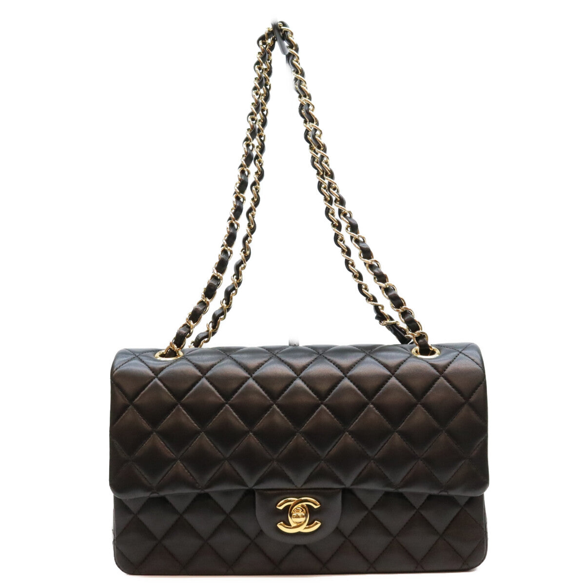 CHANEL シャネル 18番 A01112 黒 ラム G金具 マトラッセ25 ショルダーバッグ ショルダーバッグ