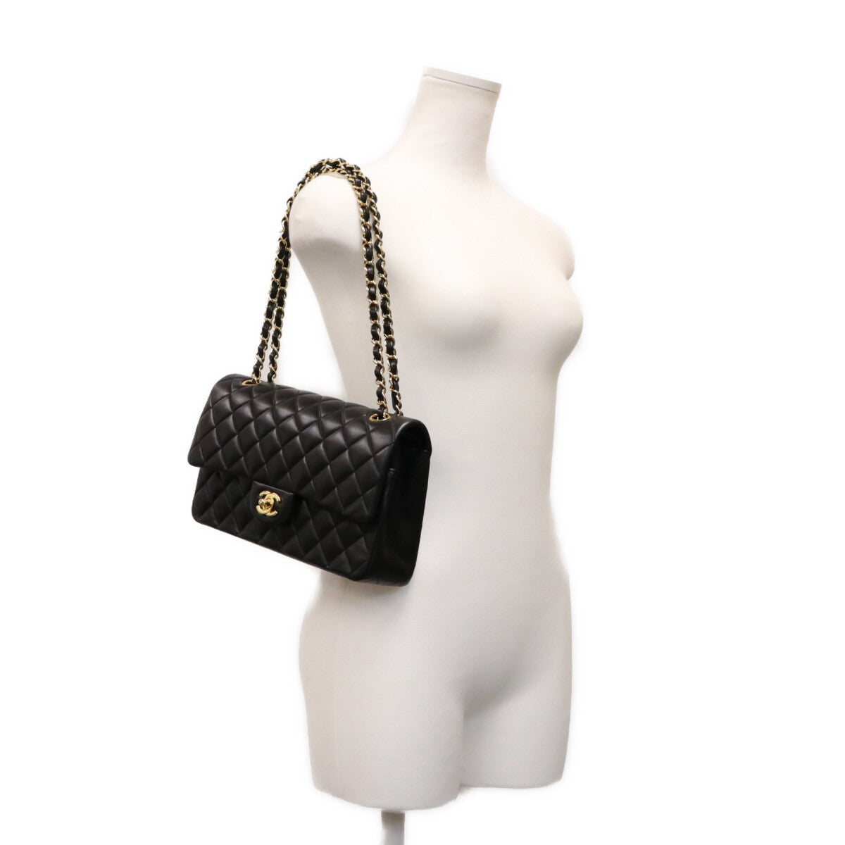 CHANEL シャネル 18番 A01112 黒 ラム G金具 マトラッセ25 ショルダーバッグ ショルダーバッグ