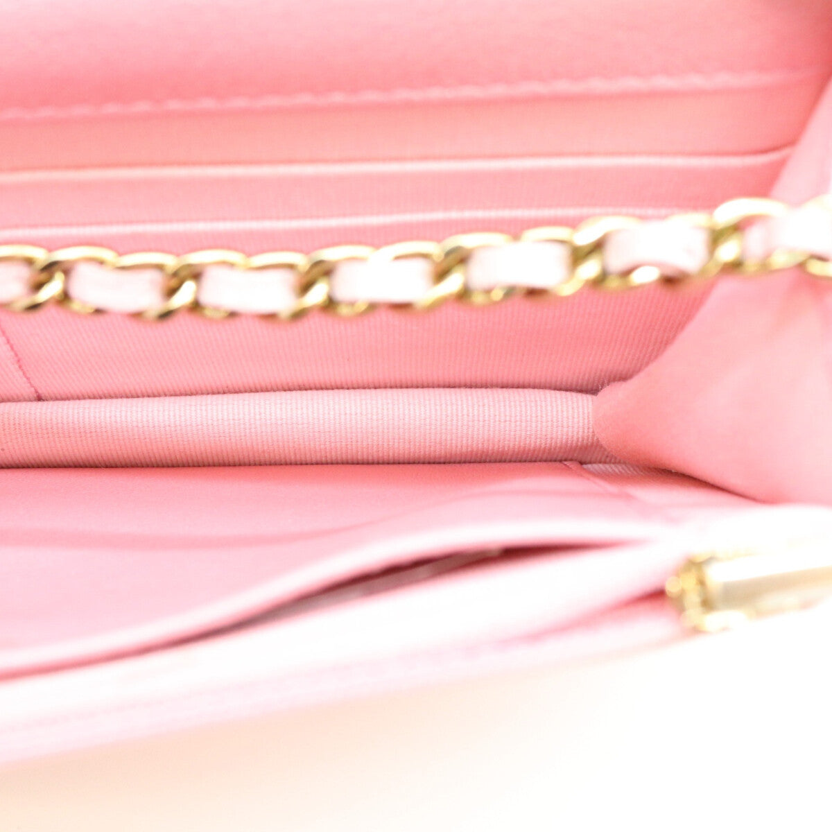 CHANEL シャネル AP0250 シャイニーピンク タムレスクラシック カーフ G金具 チェーンウォレット ショルダーバッグ