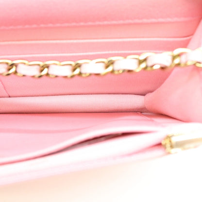 CHANEL シャネル AP0250 シャイニーピンク タムレスクラシック カーフ G金具 チェーンウォレット ショルダーバッグ