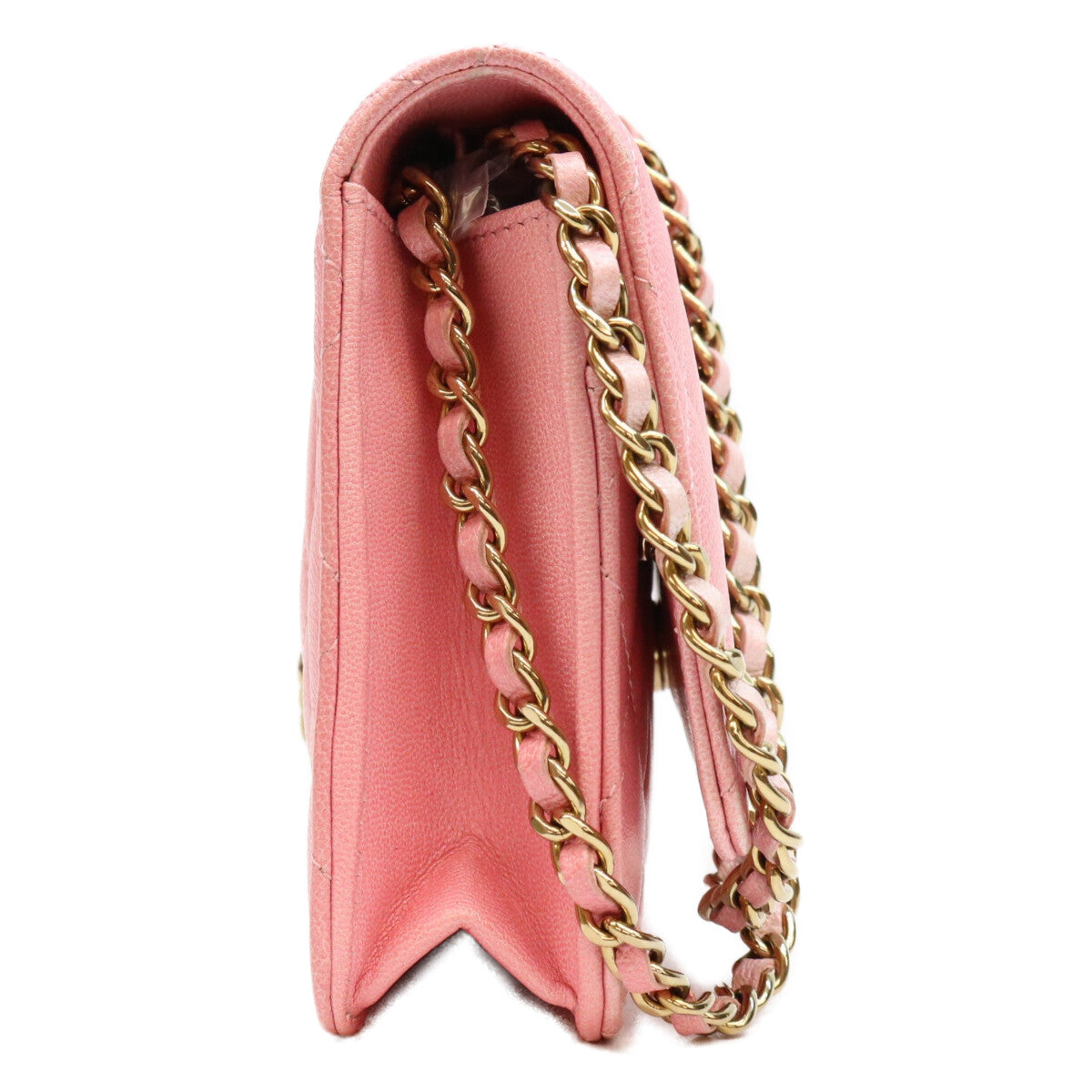 CHANEL シャネル AP0250 シャイニーピンク タムレスクラシック カーフ G金具 チェーンウォレット ショルダーバッグ