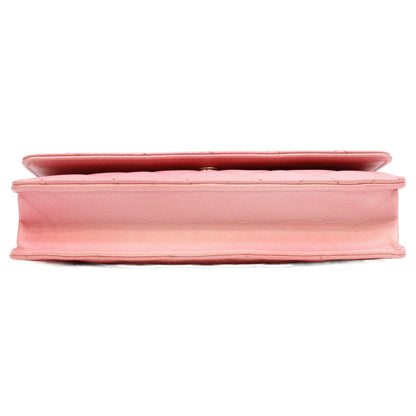 CHANEL シャネル AP0250 シャイニーピンク タムレスクラシック カーフ G金具 チェーンウォレット ショルダーバッグ