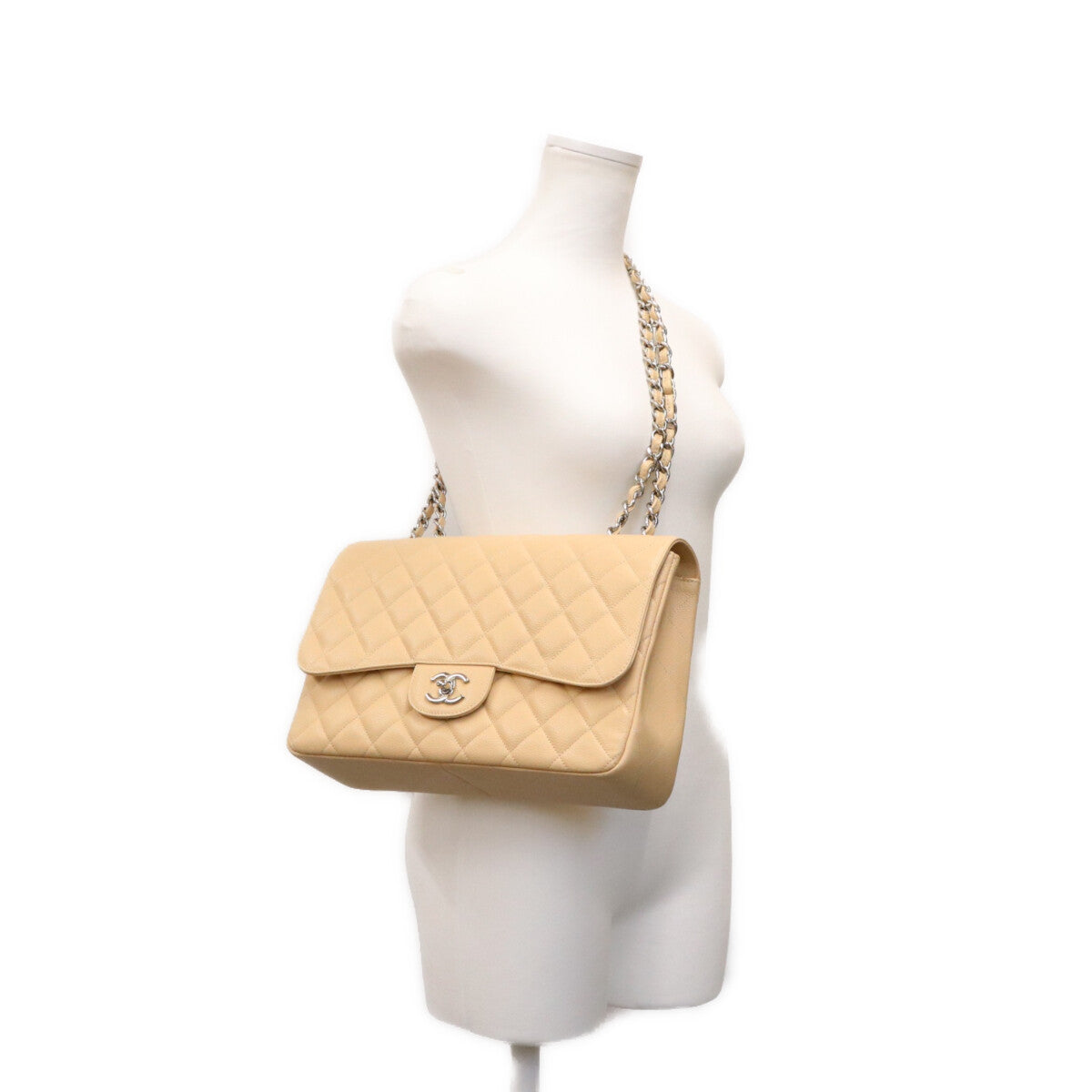 CHANEL シャネル 28番 A28600 ベージュ キャビア シングルフラップ SV金具 デカマトラッセ30 ショルダーバッグ ショルダーバッグ