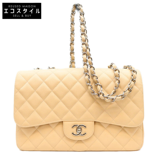 CHANEL シャネル 28番 A28600 ベージュ キャビア シングルフラップ SV金具 デカマトラッセ30 ショルダーバッグ ショルダーバッグ