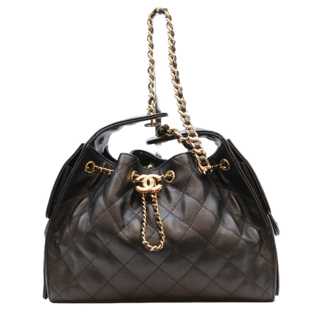 CHANEL シャネル AS5293 シャネル25 キャビアスキン 黒 スモールハンドバック ショルダーバッグ