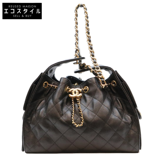 CHANEL シャネル AS5293 シャネル25 キャビアスキン 黒 スモールハンドバック ショルダーバッグ