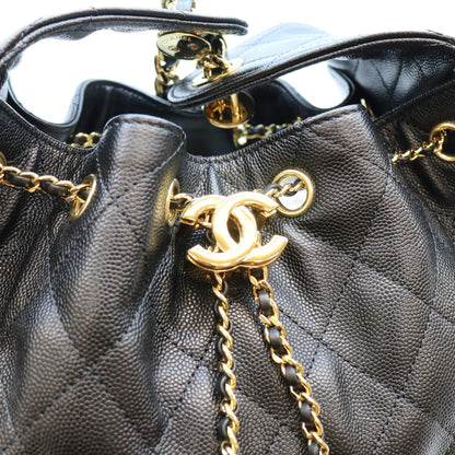 CHANEL シャネル AS5293 シャネル25 キャビアスキン 黒 スモールハンドバック ショルダーバッグ