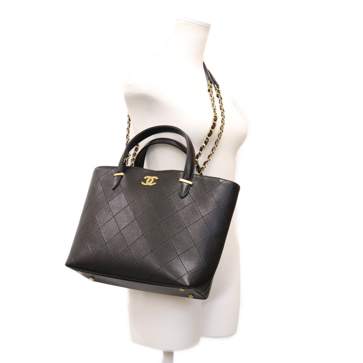 CHANEL シャネル AS5777 黒 キャビアスキン G金具 クラシック ショッピングバッグ トートバッグ トートバッグ