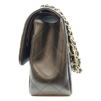 CHANEL シャネル 19番 14年 A58600 黒 ラム G金具 Wフラップ デカマトラッセ30 ショルダーバック ショルダーバッグ