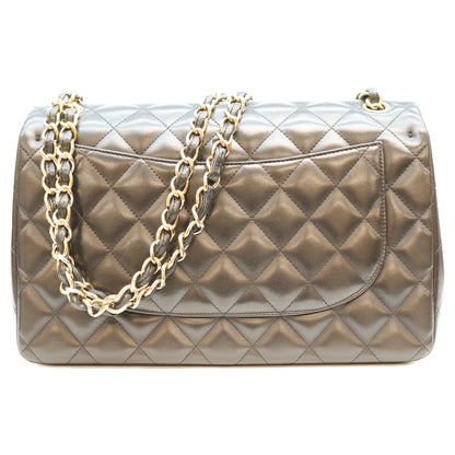 CHANEL シャネル 19番 14年 A58600 黒 ラム G金具 Wフラップ デカマトラッセ30 ショルダーバック ショルダーバッグ