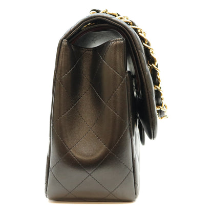 CHANEL シャネル 19番 14年 A58600 黒 ラム G金具 Wフラップ デカマトラッセ30 ショルダーバック ショルダーバッグ