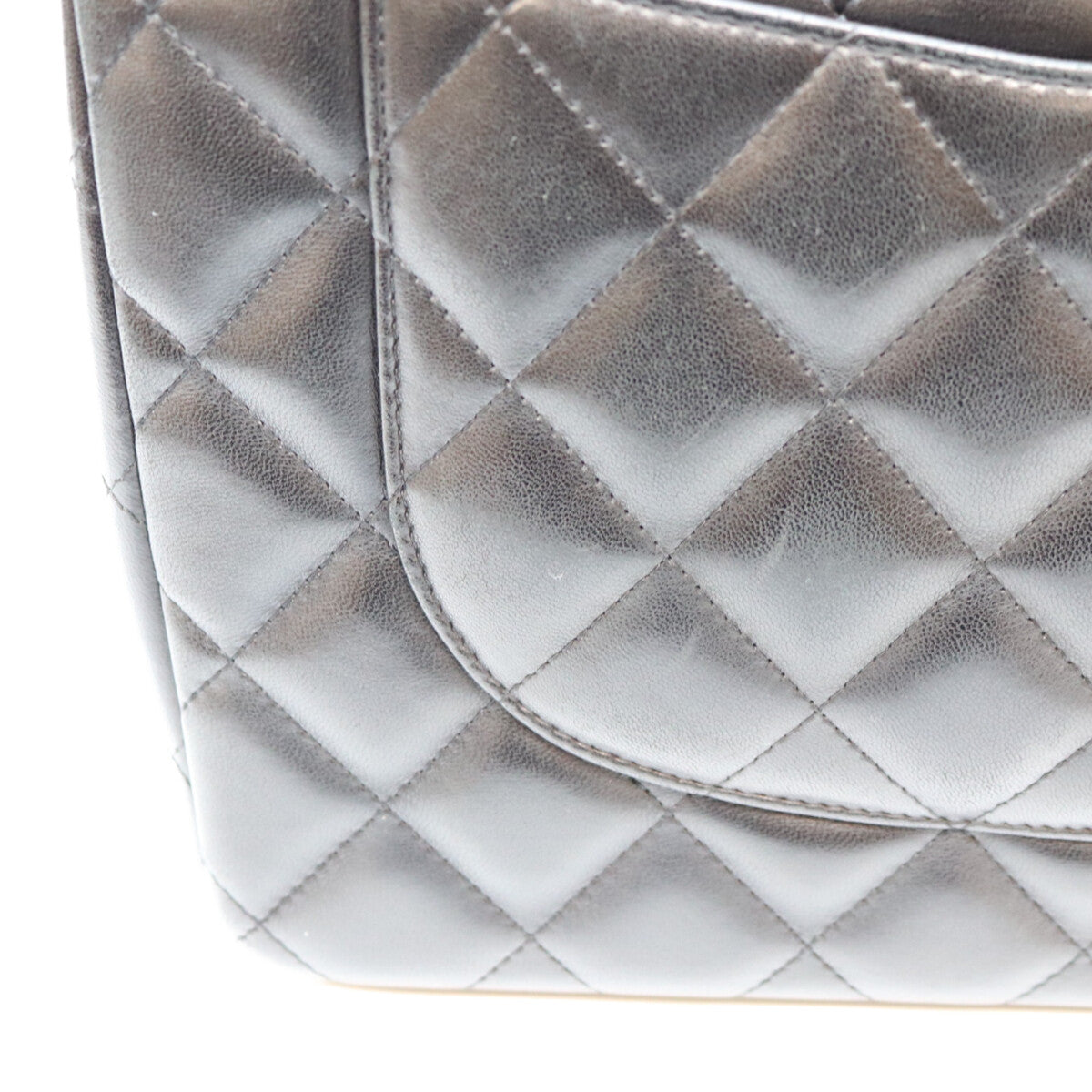 CHANEL シャネル 19番 14年 A58600 黒 ラム G金具 Wフラップ デカマトラッセ30 ショルダーバック ショルダーバッグ