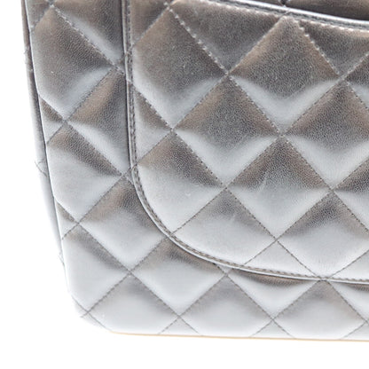 CHANEL シャネル 19番 14年 A58600 黒 ラム G金具 Wフラップ デカマトラッセ30 ショルダーバック ショルダーバッグ