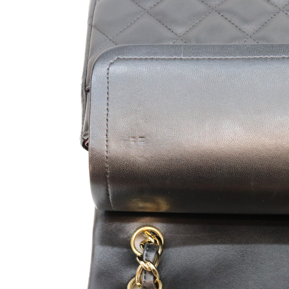 CHANEL シャネル 19番 14年 A58600 黒 ラム G金具 Wフラップ デカマトラッセ30 ショルダーバック ショルダーバッグ