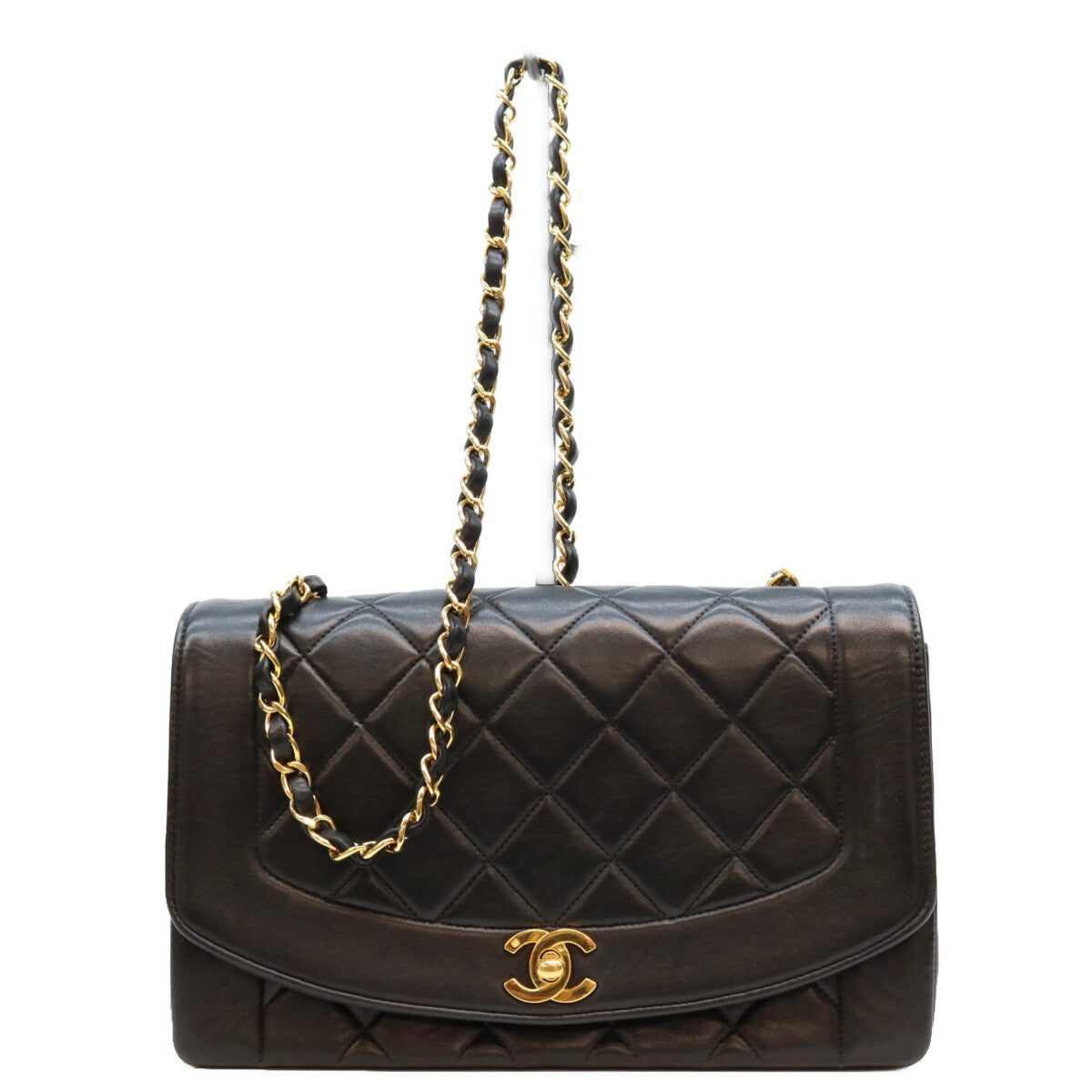 CHANEL シャネル 0番 A01165 黒 ラム ゴールド金具 ダイアナ25 ショルダーバッグ ショルダーバッグ