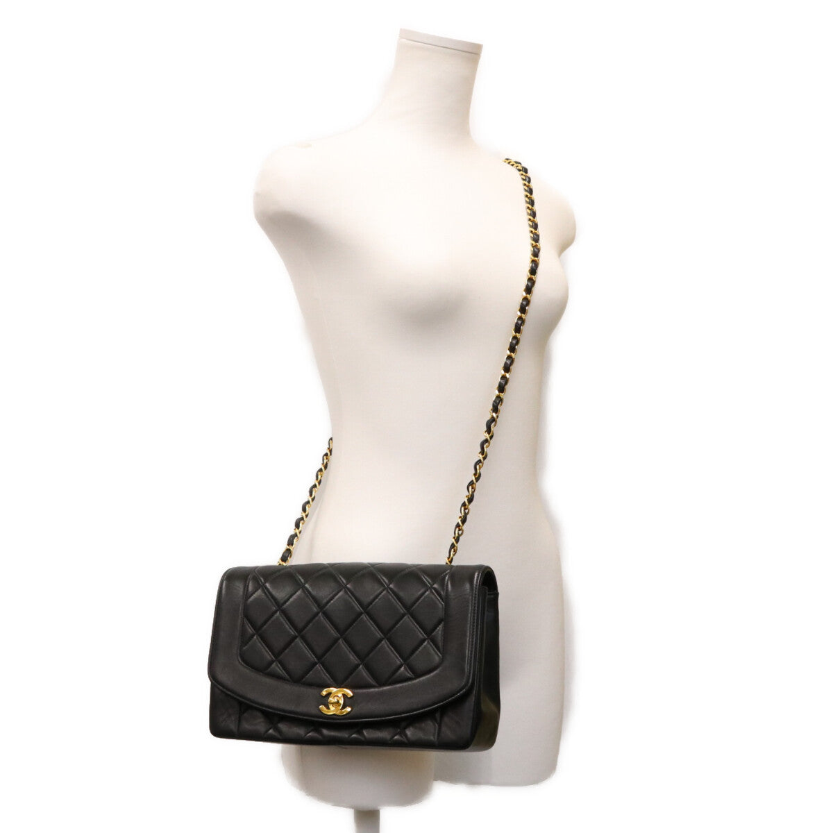 CHANEL シャネル 0番 A01165 黒 ラム ゴールド金具 ダイアナ25 ショルダーバッグ ショルダーバッグ