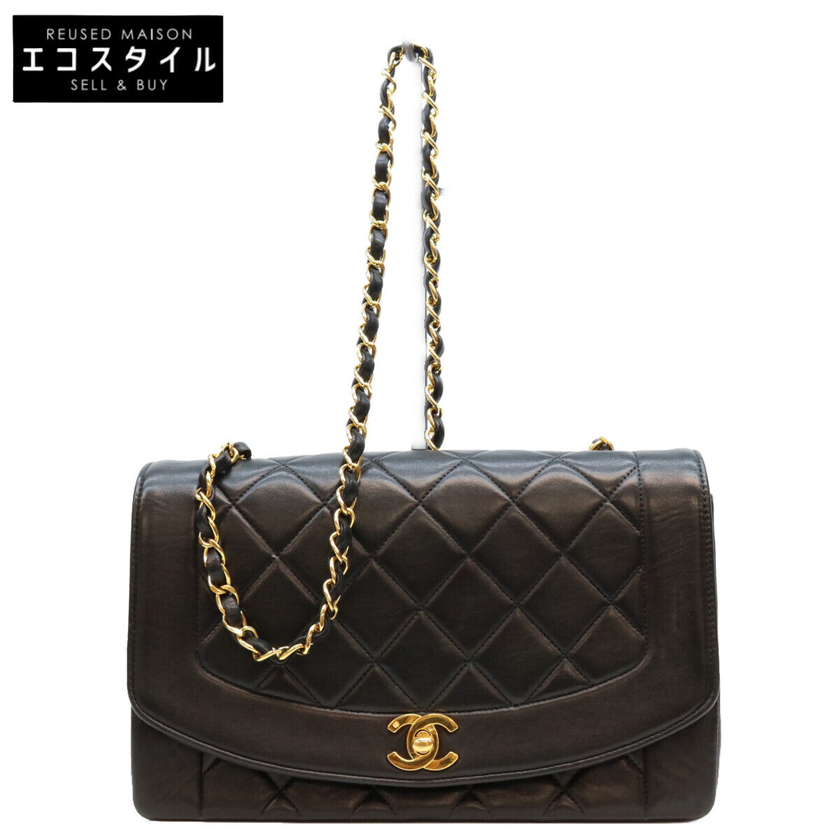 CHANEL シャネル 0番 A01165 黒 ラム ゴールド金具 ダイアナ25 ショルダーバッグ ショルダーバッグ