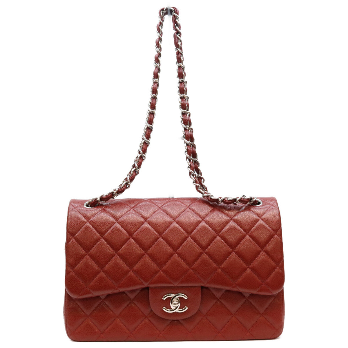 CHANEL シャネル 18番 A58600 ボルドー バーガンディ キャビア デカマトラッセ30 SV金具 Wフラップ ショルダーバック ショルダーバッグ