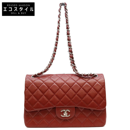 CHANEL シャネル 18番 A58600 ボルドー バーガンディ キャビア デカマトラッセ30 SV金具 Wフラップ ショルダーバック ショルダーバッグ