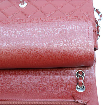 CHANEL シャネル 18番 A58600 ボルドー バーガンディ キャビア デカマトラッセ30 SV金具 Wフラップ ショルダーバック ショルダーバッグ