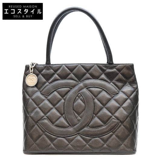 CHANEL シャネル 9番 A01804 キャビア 黒 SV金具 復刻トートバック トートバッグ