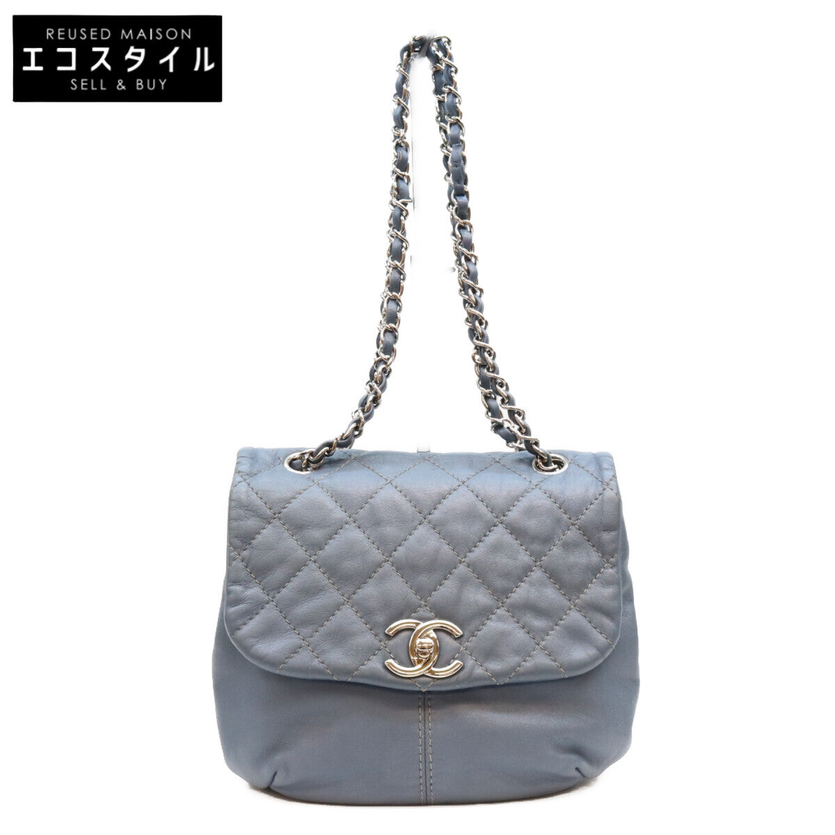 CHANEL シャネル 17番 ブルー カーフ CCトリアノン SV金具 マトラッセ メッセンジャー ショルダーバック ショルダーバッグ