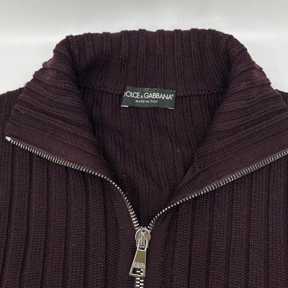 DOLCE&GABBANA Dolce & Gabbana bordeaux full-zip driver's knit top