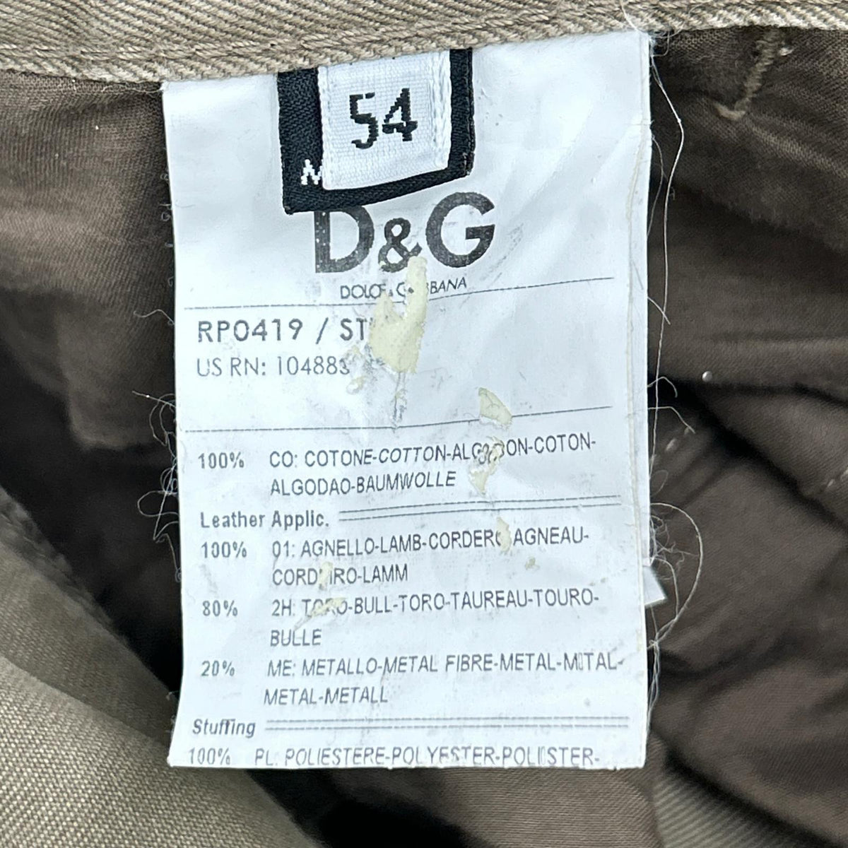 D&G ディーアンドジー スウェードパッチ カーゴパンツ ボトムス