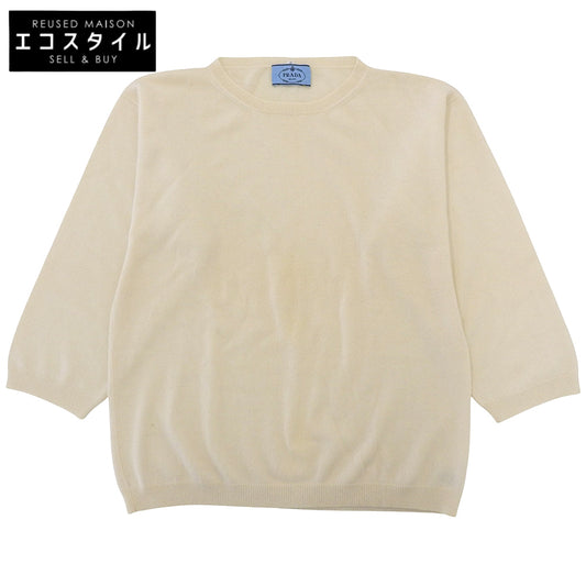 100%カシミア 長袖 ニット トップス メンズ アイボリー 42 トップス 42 メンズ