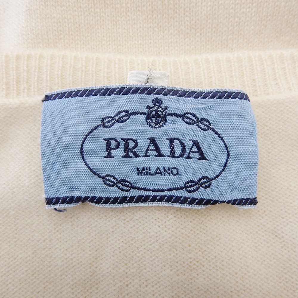 PRADA プラダ 100%カシミア 長袖 ニット トップス メンズ アイボリー 42 トップス