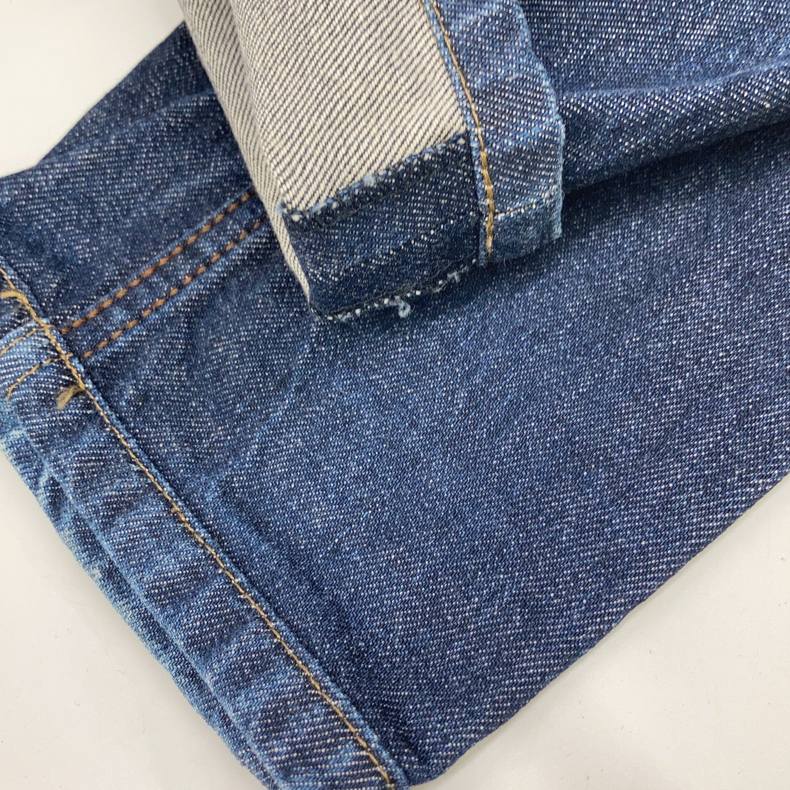 Selvedge Leather Patch Denim with Serio Button, Indigo Bottoms 40 Men's