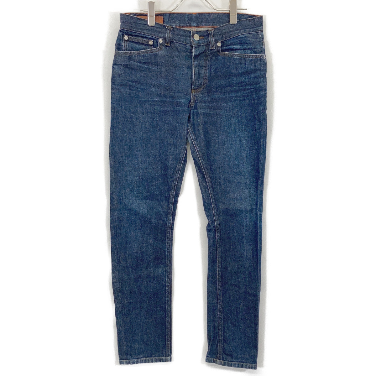 Selvedge Leather Patch Denim with Serio Button, Indigo Bottoms 40 Men's